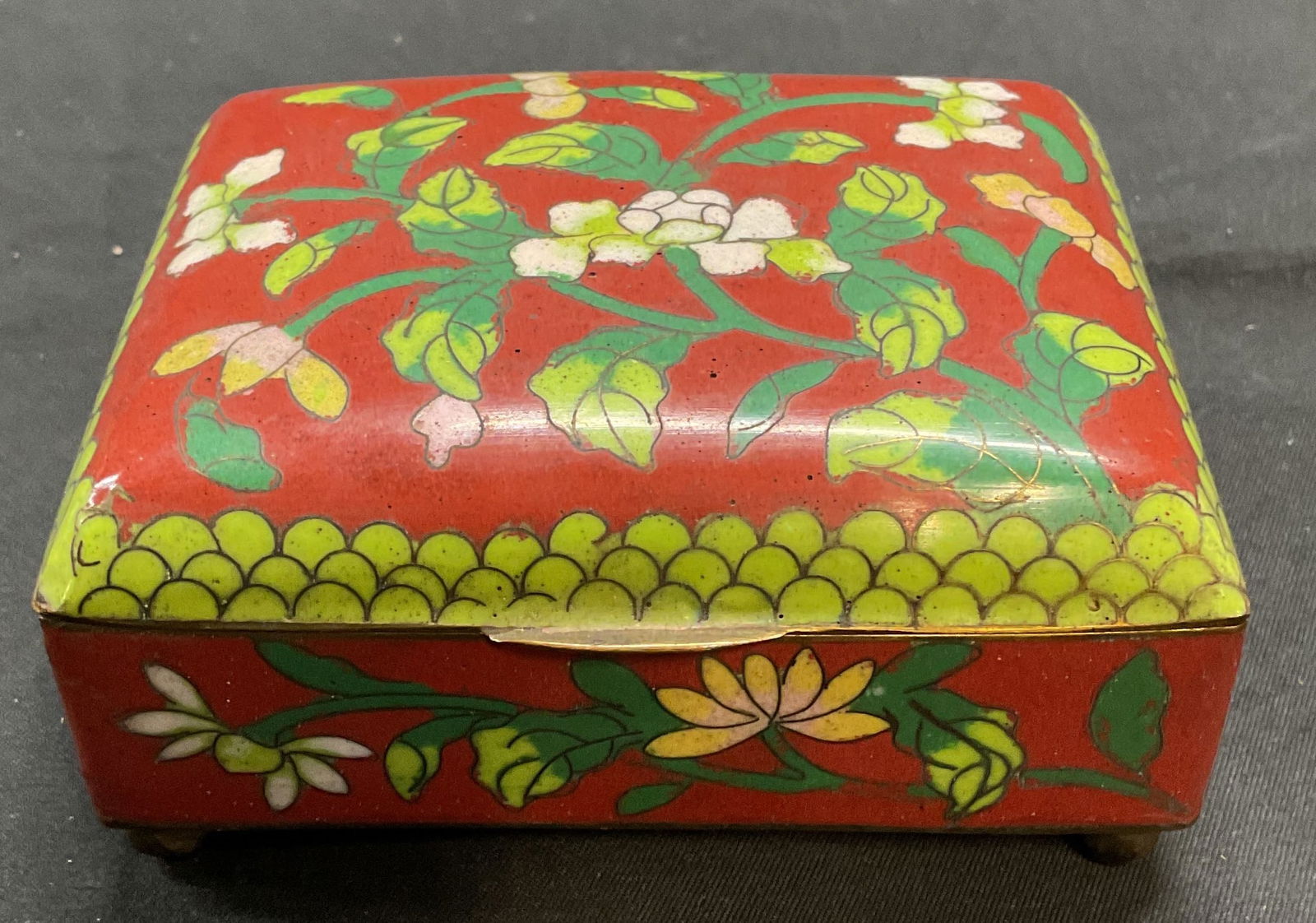 Vintage Cloisonne Floral trinket jewelry Box (1 of 6)