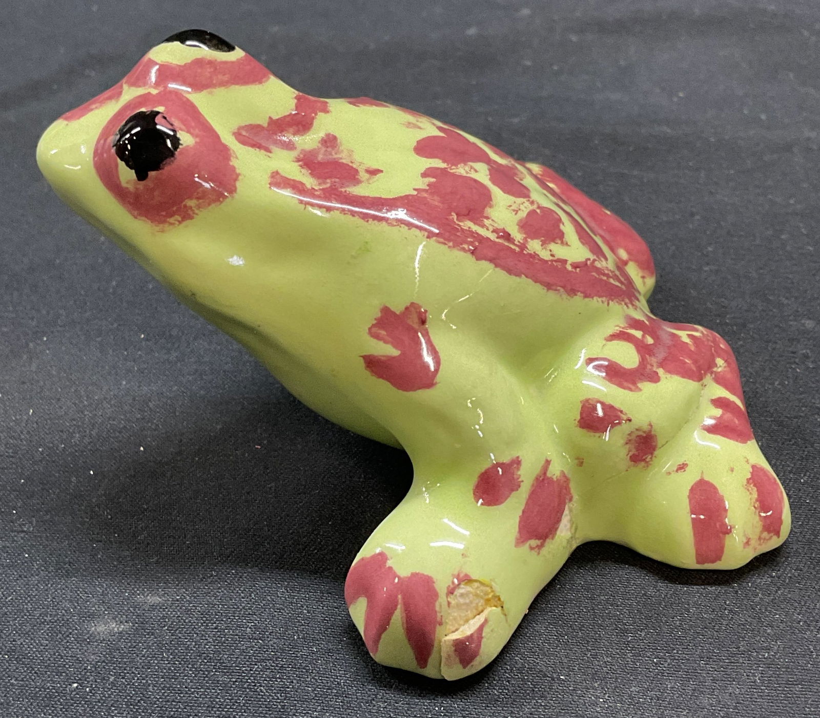 Hand Painted Green & Red Ceramic Frog Figural (1 of 6)