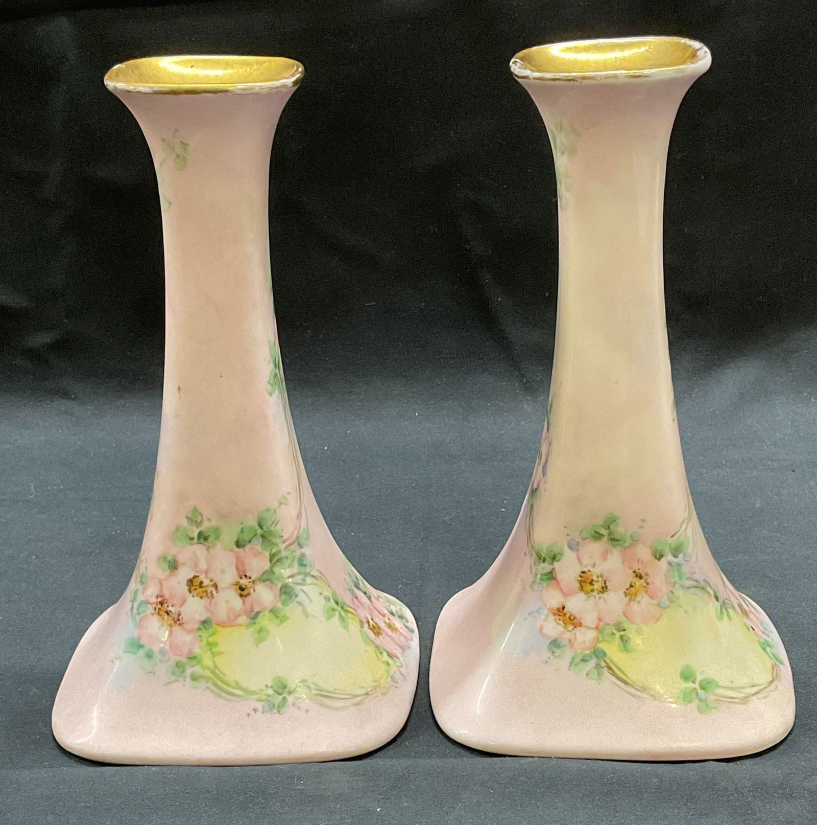 Pair PL Limoges Porcelain Floral Candle Holders (1 of 7)
