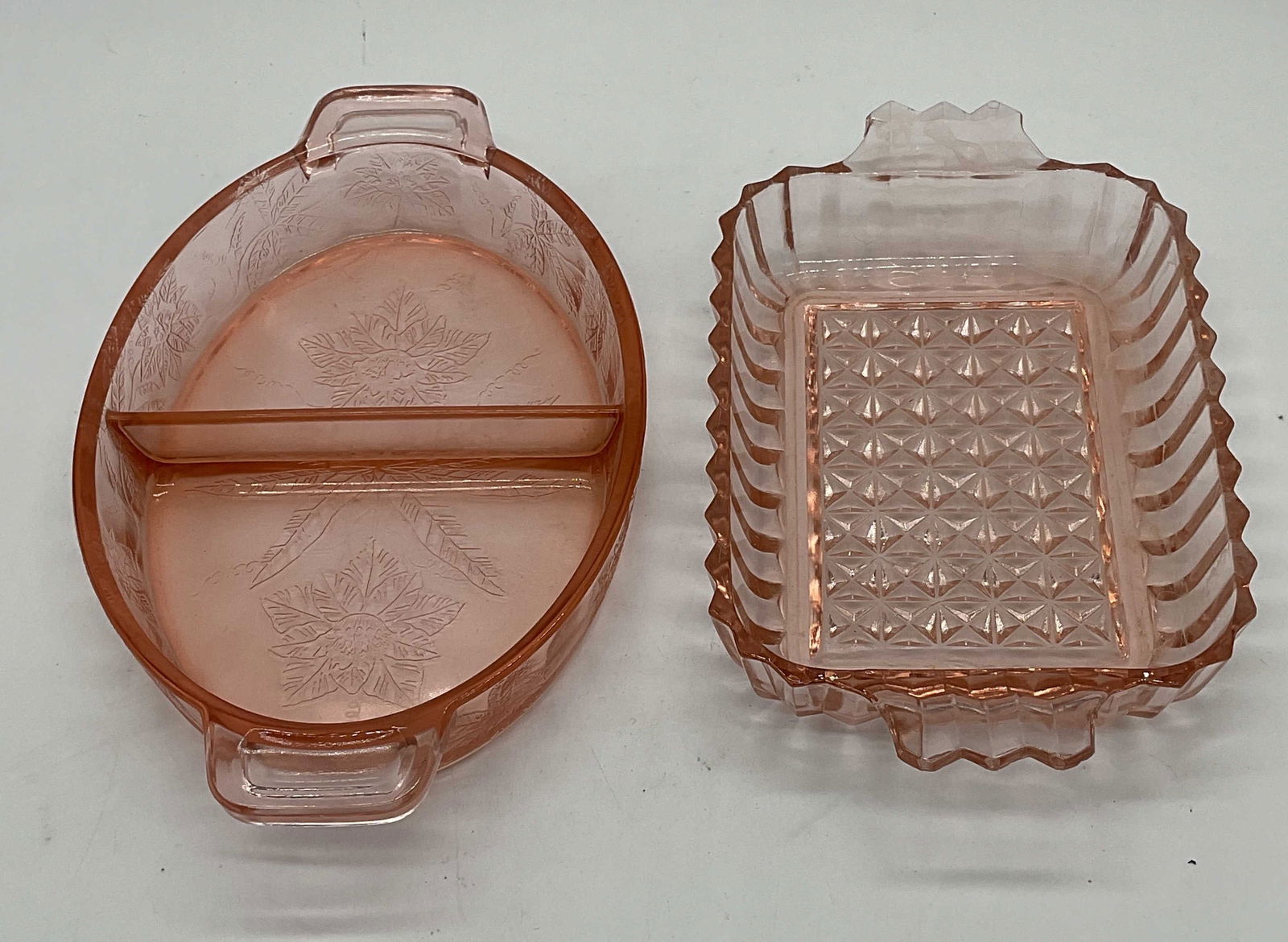Lot 2 Vtg Pink Depression Glass Serving Dishes (1 of 7)