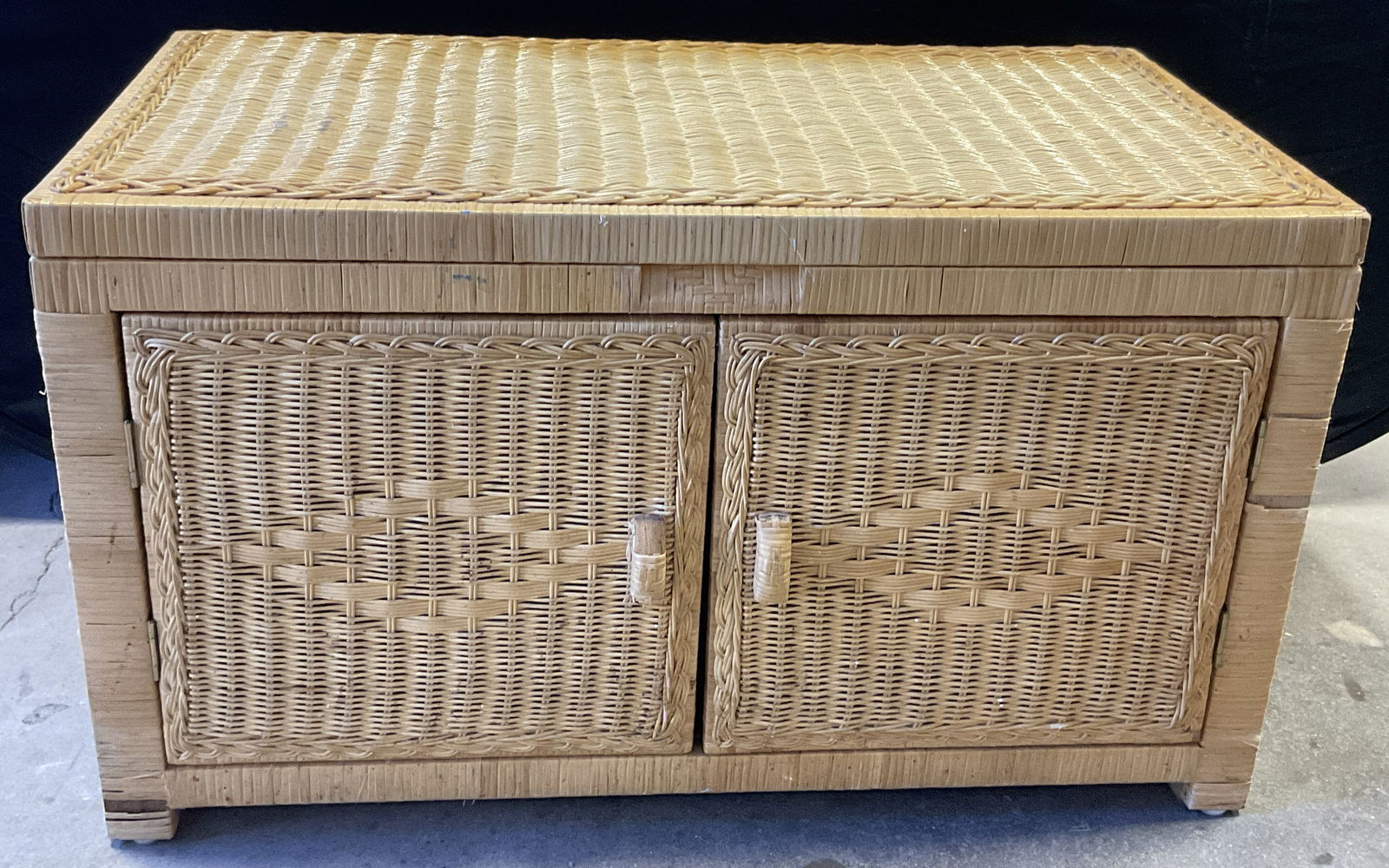 Woven Wicker Trunk W/ Doors & Hinged Lid (1 of 8)