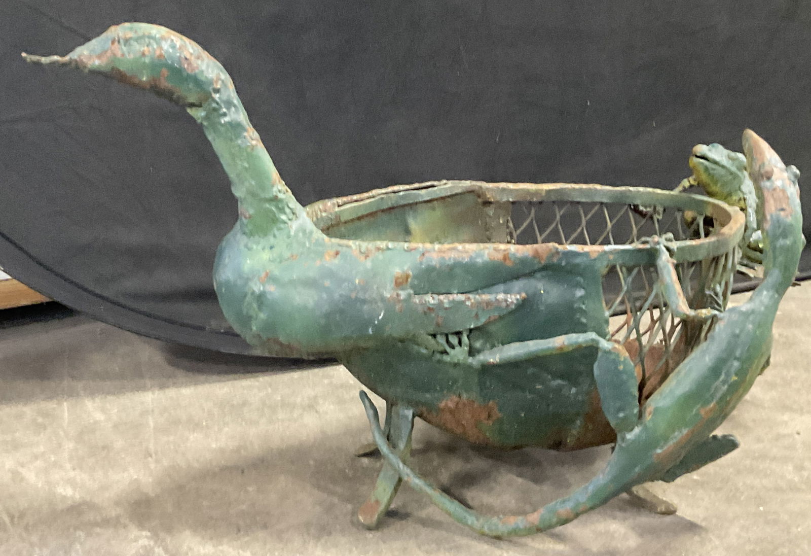 Vintage Green Duck Form Metalwork Planter (1 of 8)