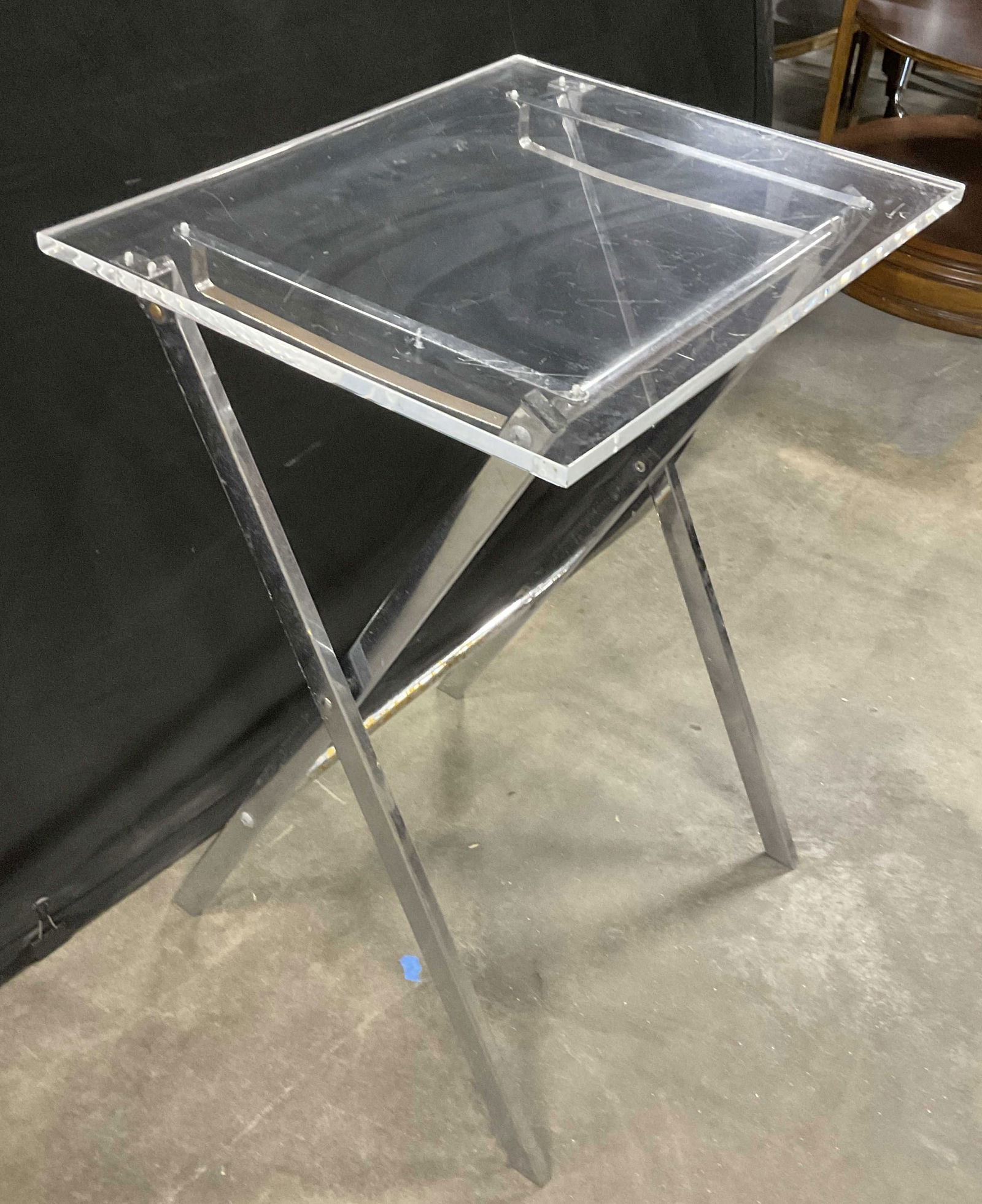 Clear Acrylic Folding Table W/ X Chrome Base (1 of 8)