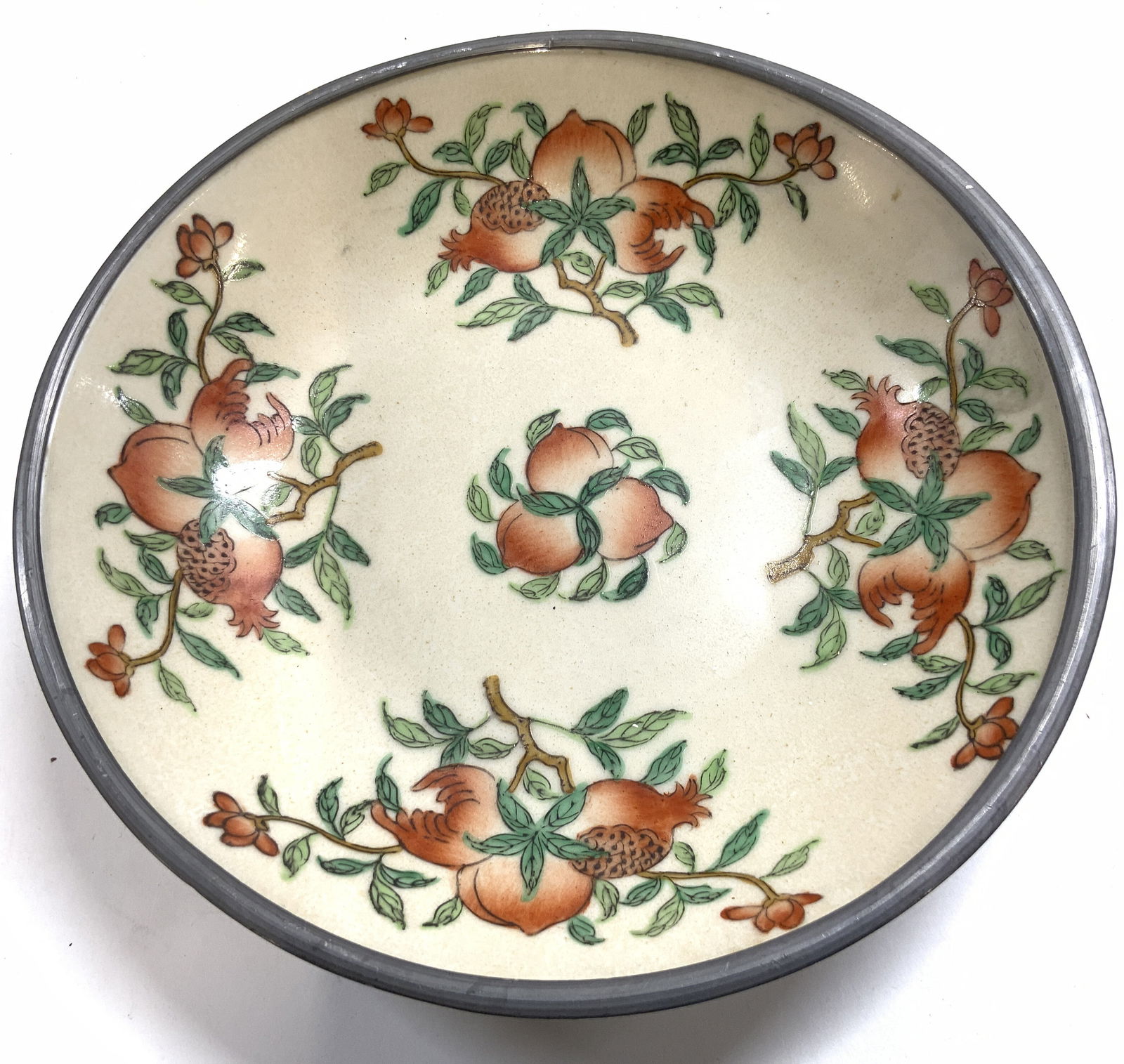 NEIMAN MARCUS H Painted Porc Bowl W Metal Casing (1 of 6)