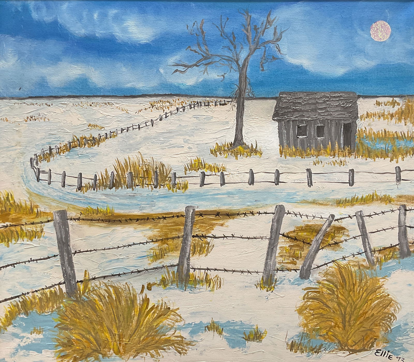 Sgn Ellie Haggerty Winterscape Oil Painting 1993 (1 of 7)