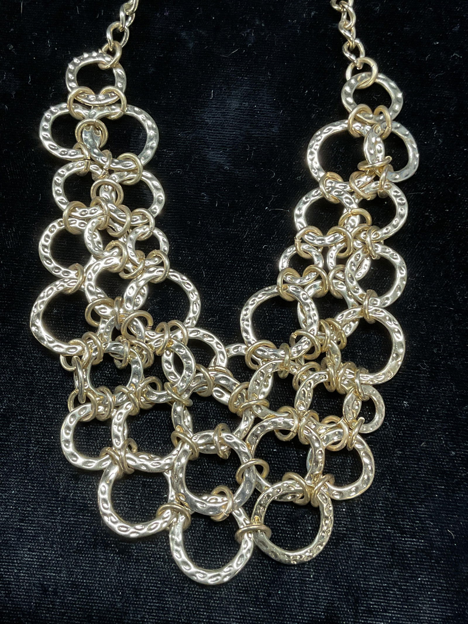Gold Tone Chain Bib Necklace (1 of 6)