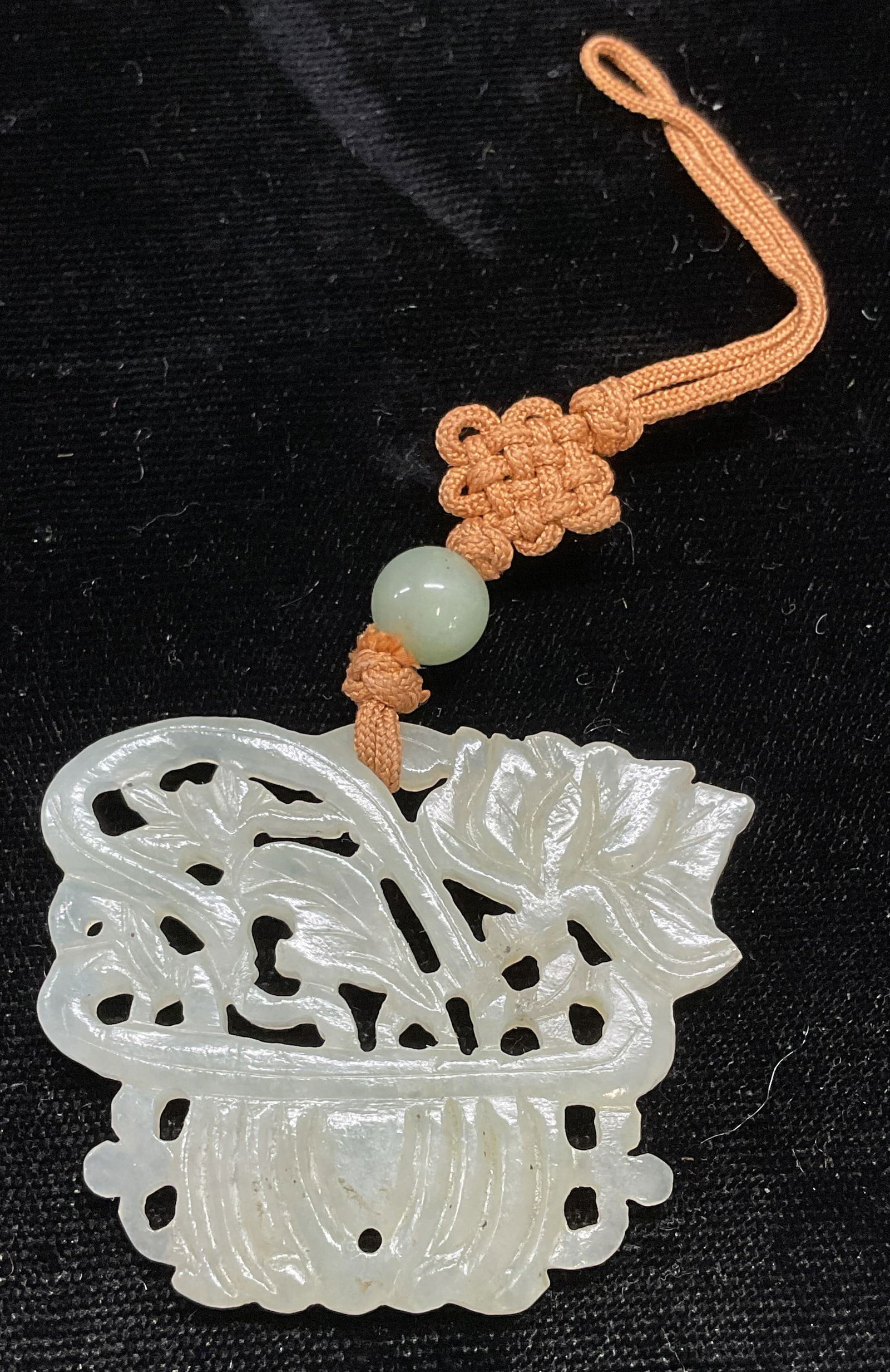 Asian Carved Jade Flower Pendant (1 of 6)