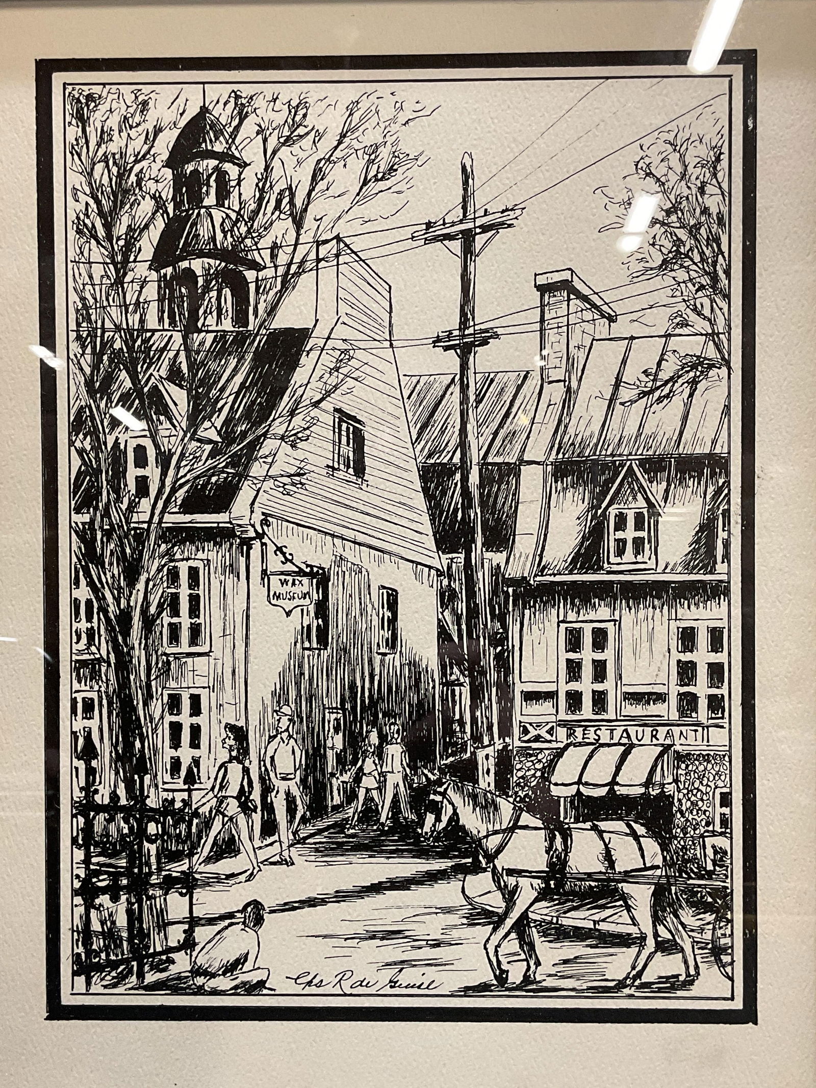 Charles de Guise Street Scene Ink Drawing Print (1 of 6)