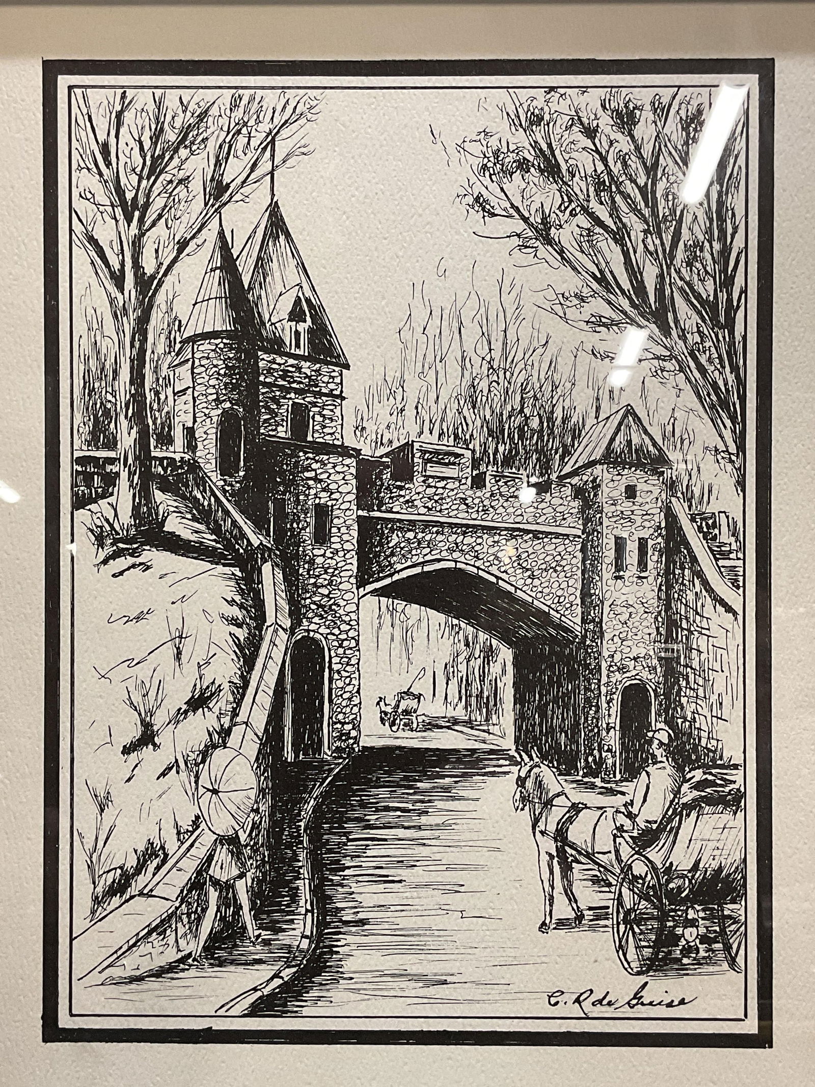 Charles de Guise Quebec Scene Ink Drawing Print (1 of 6)