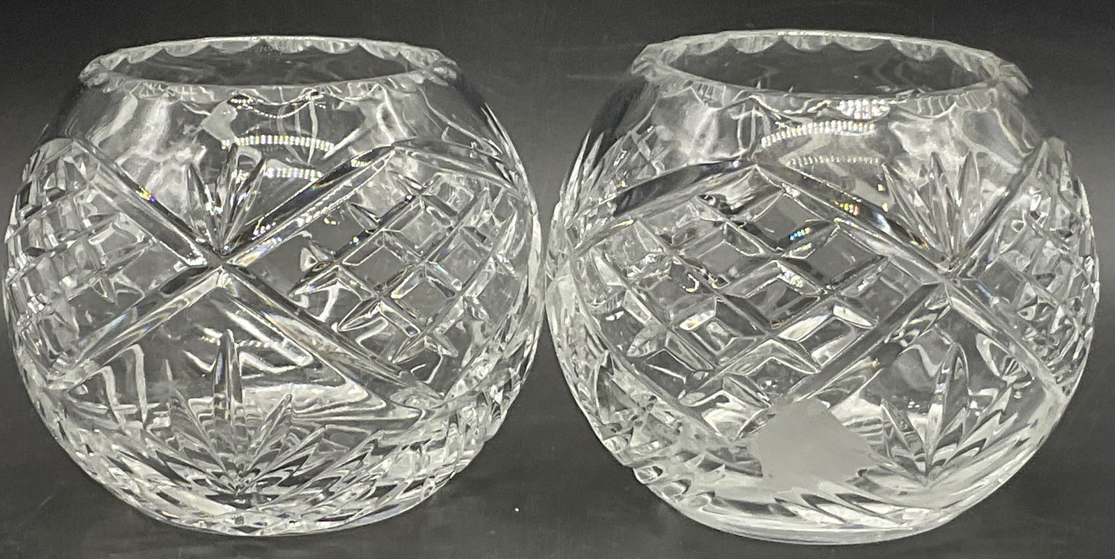 Pair Cut Crystal Globe Vases / Candle Holders (1 of 8)