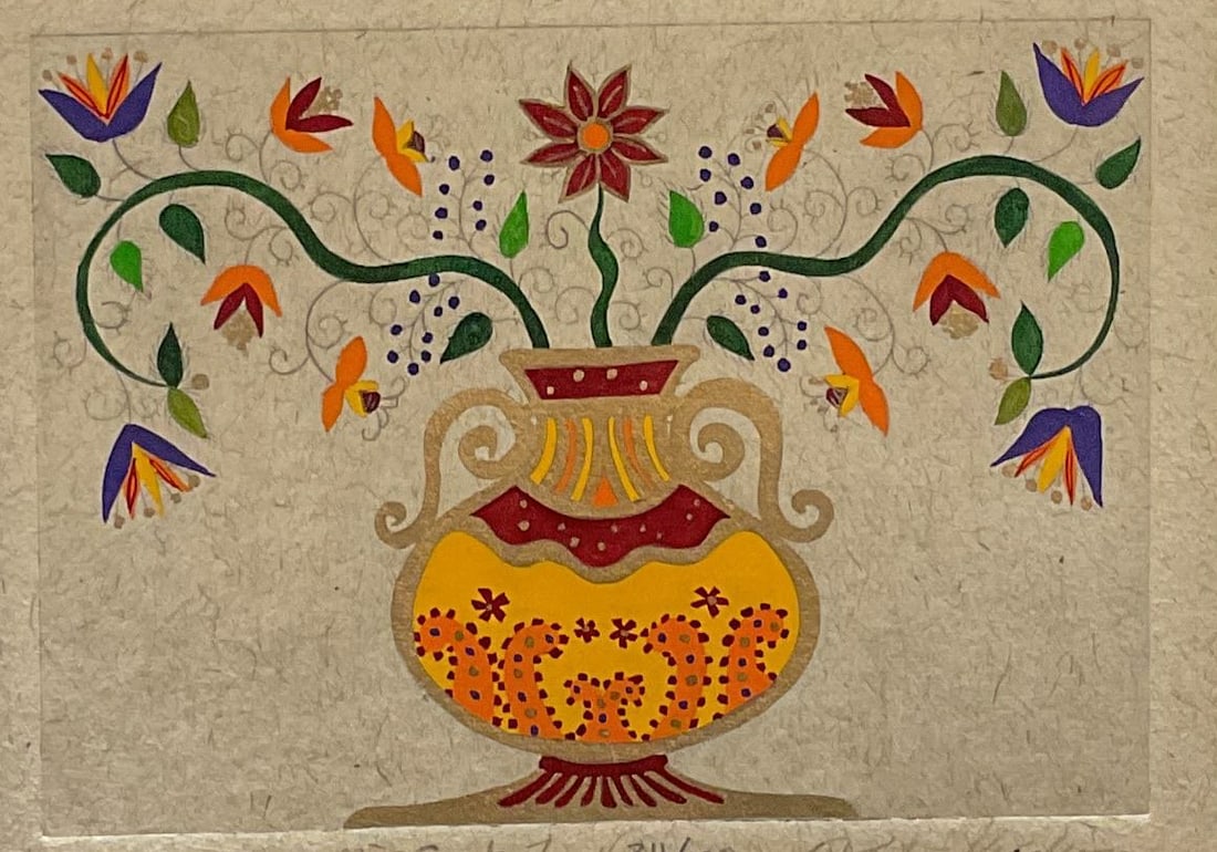 Signed Karla Hudson Flowers Colored Print (1 of 8)