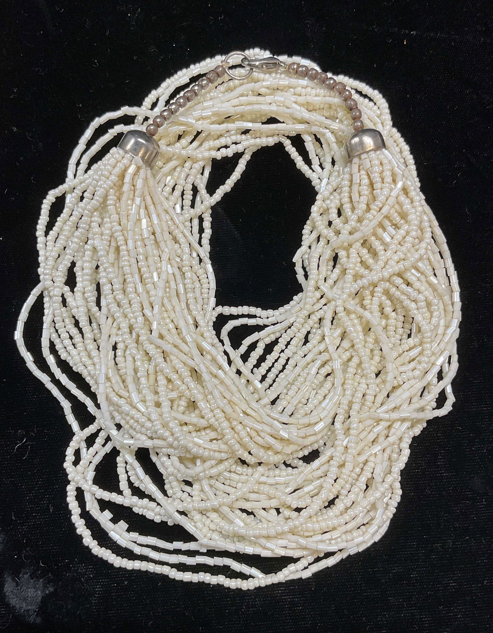 Vintage Pearlescent Beaded Multi Strand Necklace (1 of 6)