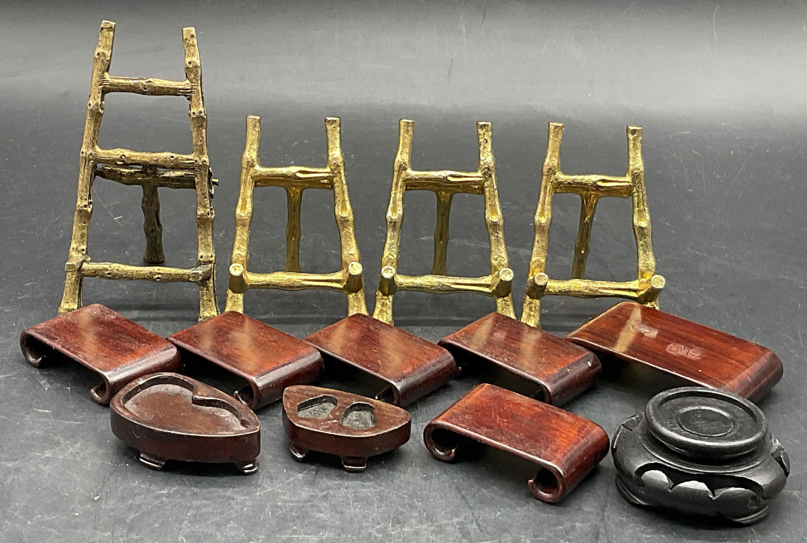 Lot 13 Wood & Gold Tone Metal Stands / Displays (1 of 6)
