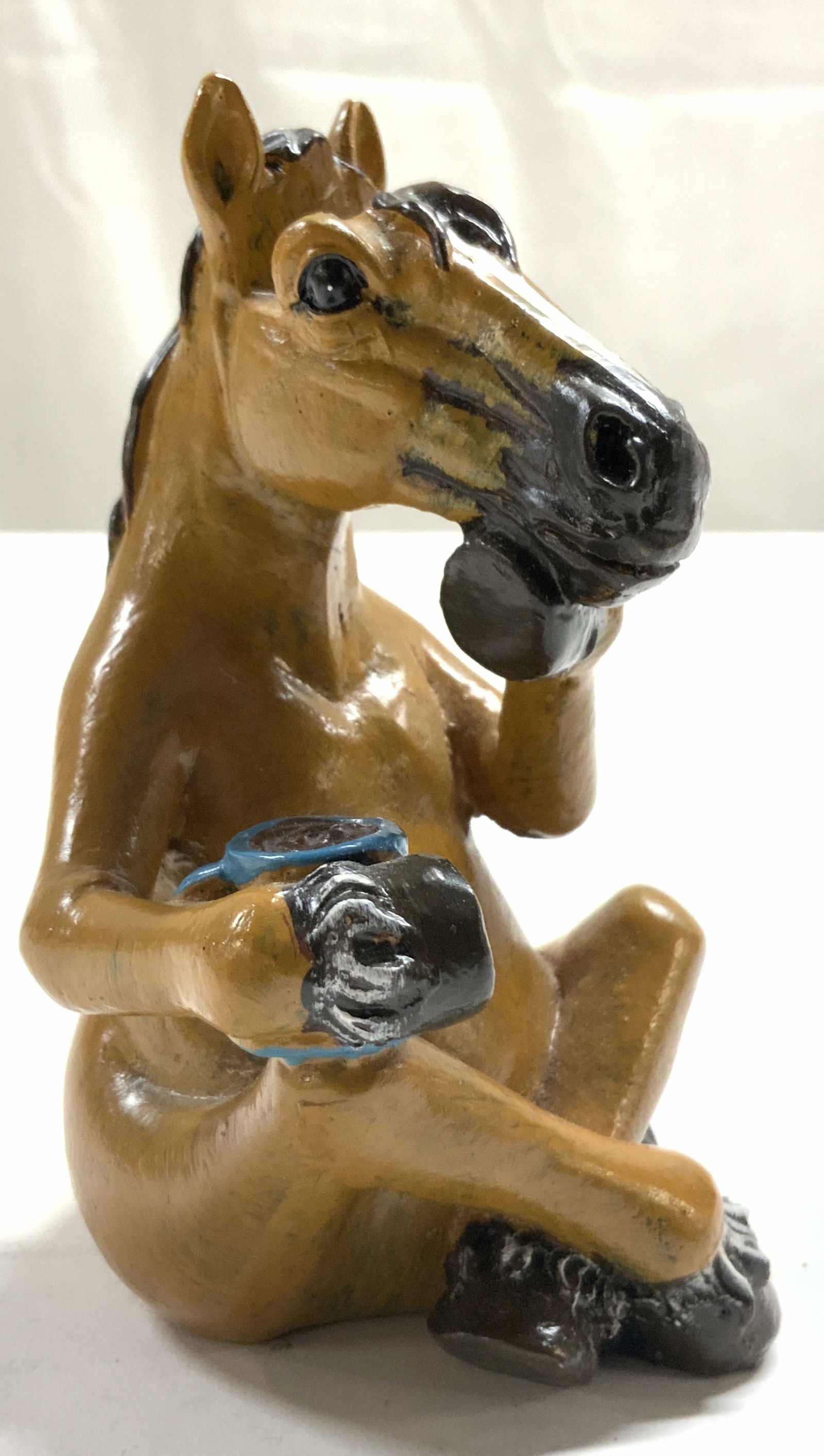 Handcrafted Seated Wood Horse Eye Glass Holder (1 of 6)