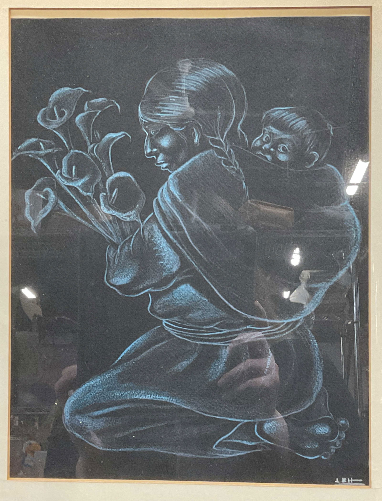 Signed JBH Mother & Child w Lilies, Drawing (1 of 6)
