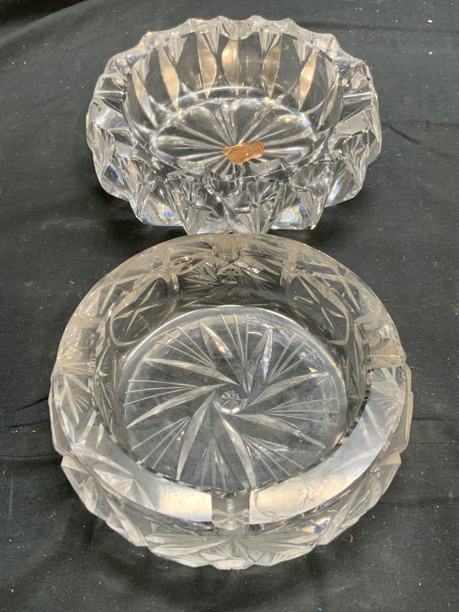 Lot 2 Thick Walled Crystal Trinket Dishes (1 of 7)