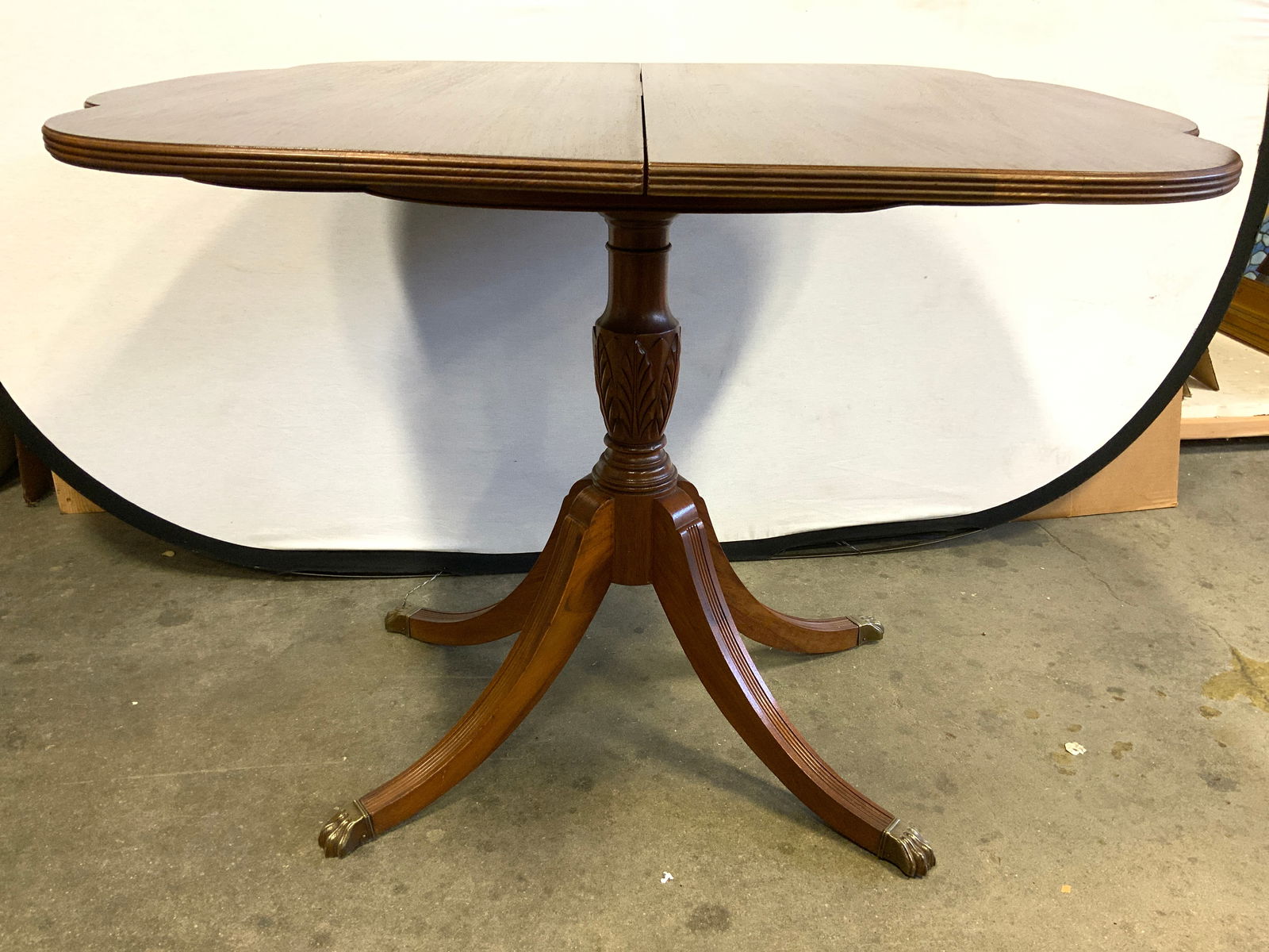 Vintage Wooden Flip Leaf Pedestal Dining Table (1 of 8)
