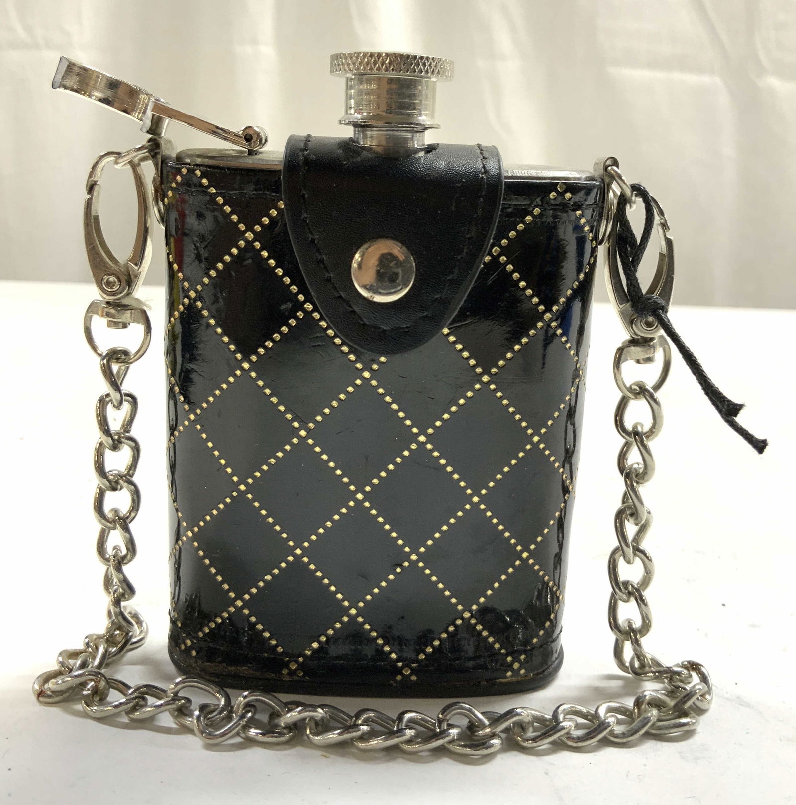 Metal Flask W Chain Link & Patent Leather Jacket (1 of 6)