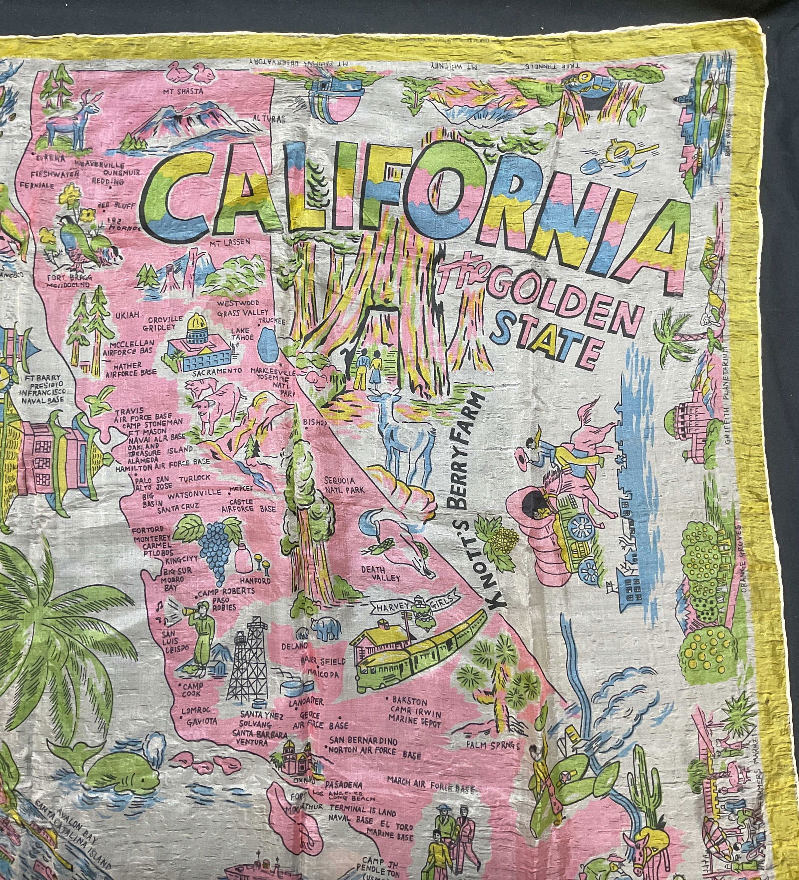 Vintage California Travel Souvenir Silk Scarf (1 of 6)