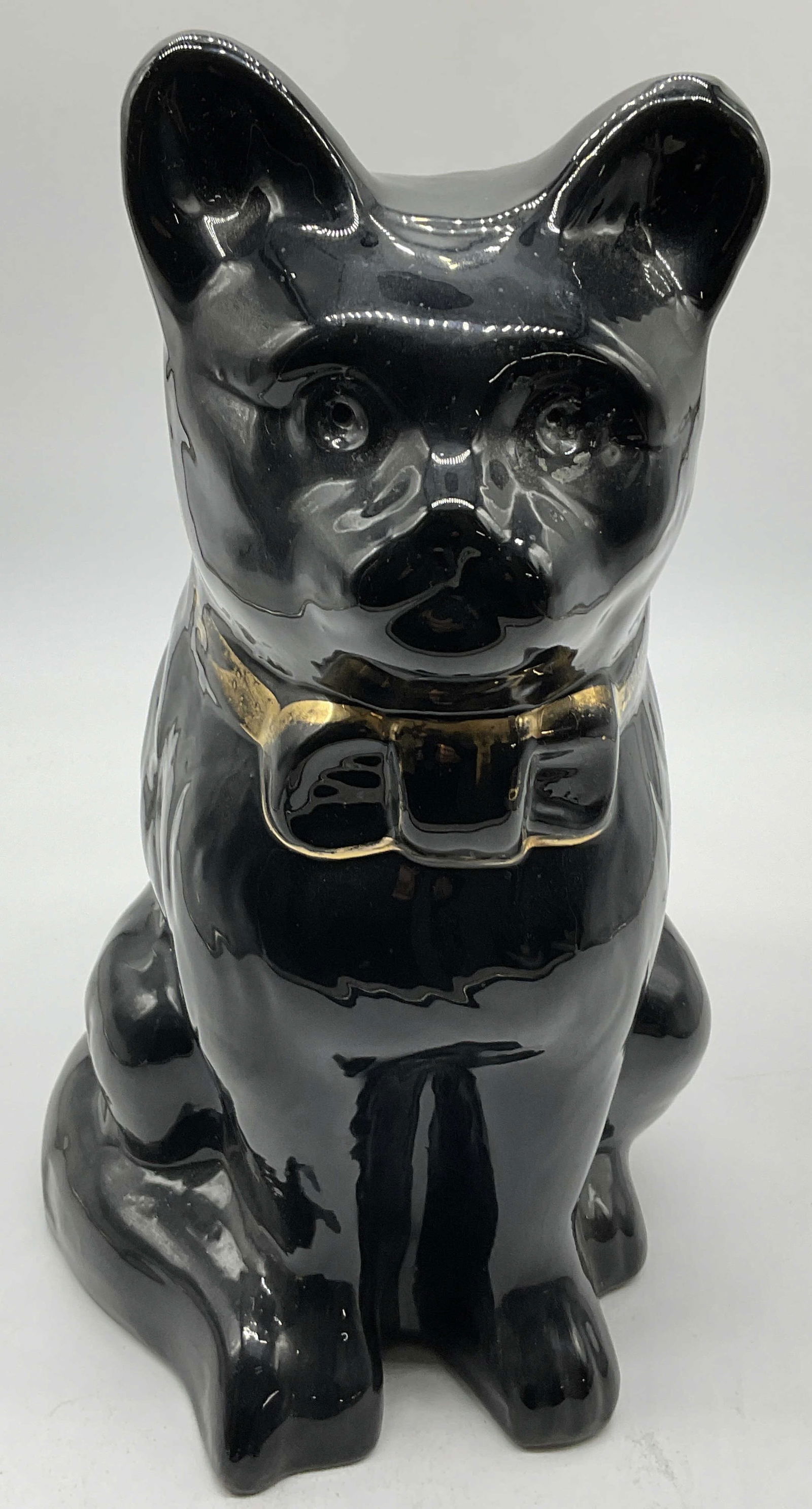 SADLER ENGLAND Signed Black Pottery Cat Figural (1 of 9)