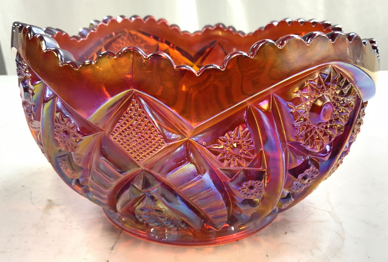 Vintage Iridescent Indiana Red Carnival Glass Bowl (1 of 8)