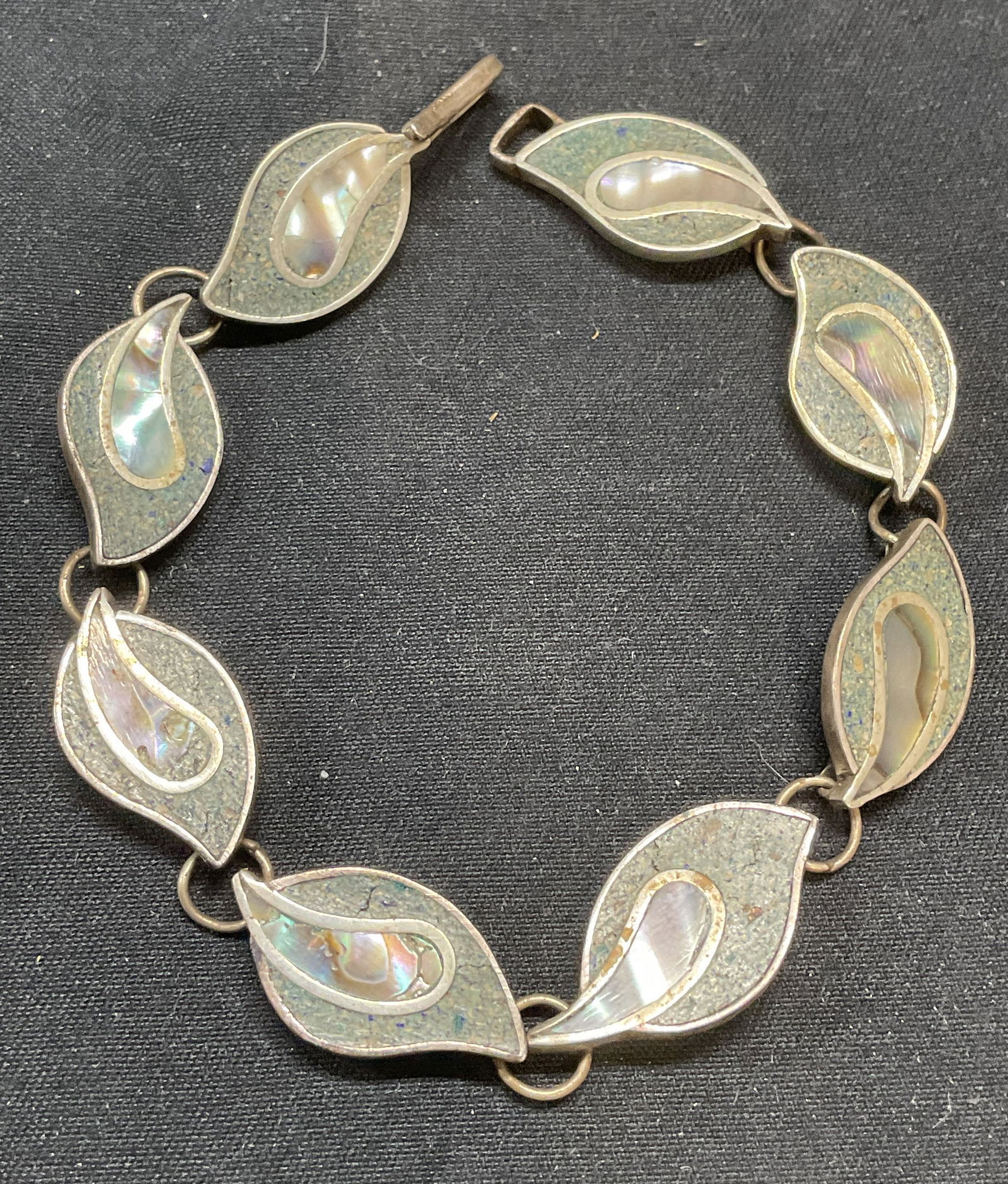 R. S. Sterling Silver Stone & Abalone Bracelet (1 of 6)