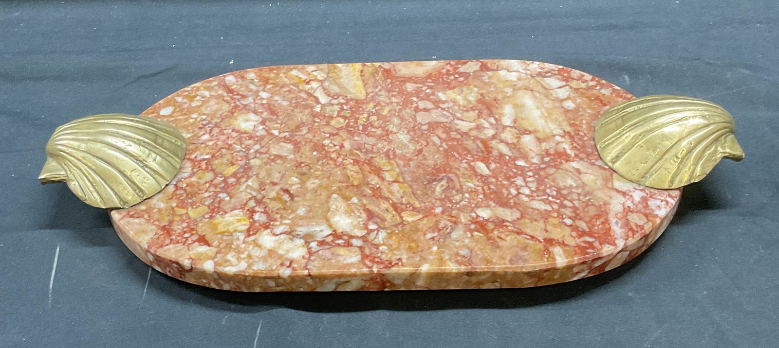 Red Stone & Brass Shell Cheese Board Platter (1 of 6)
