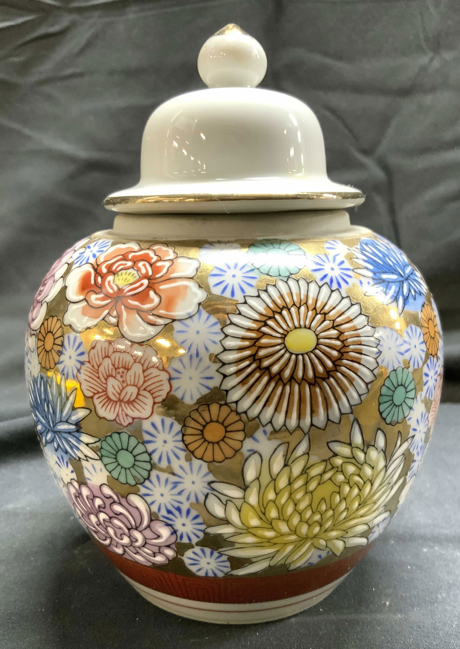 Signed Asian Hand Painted Porcelain Urn W Lid (1 of 7)