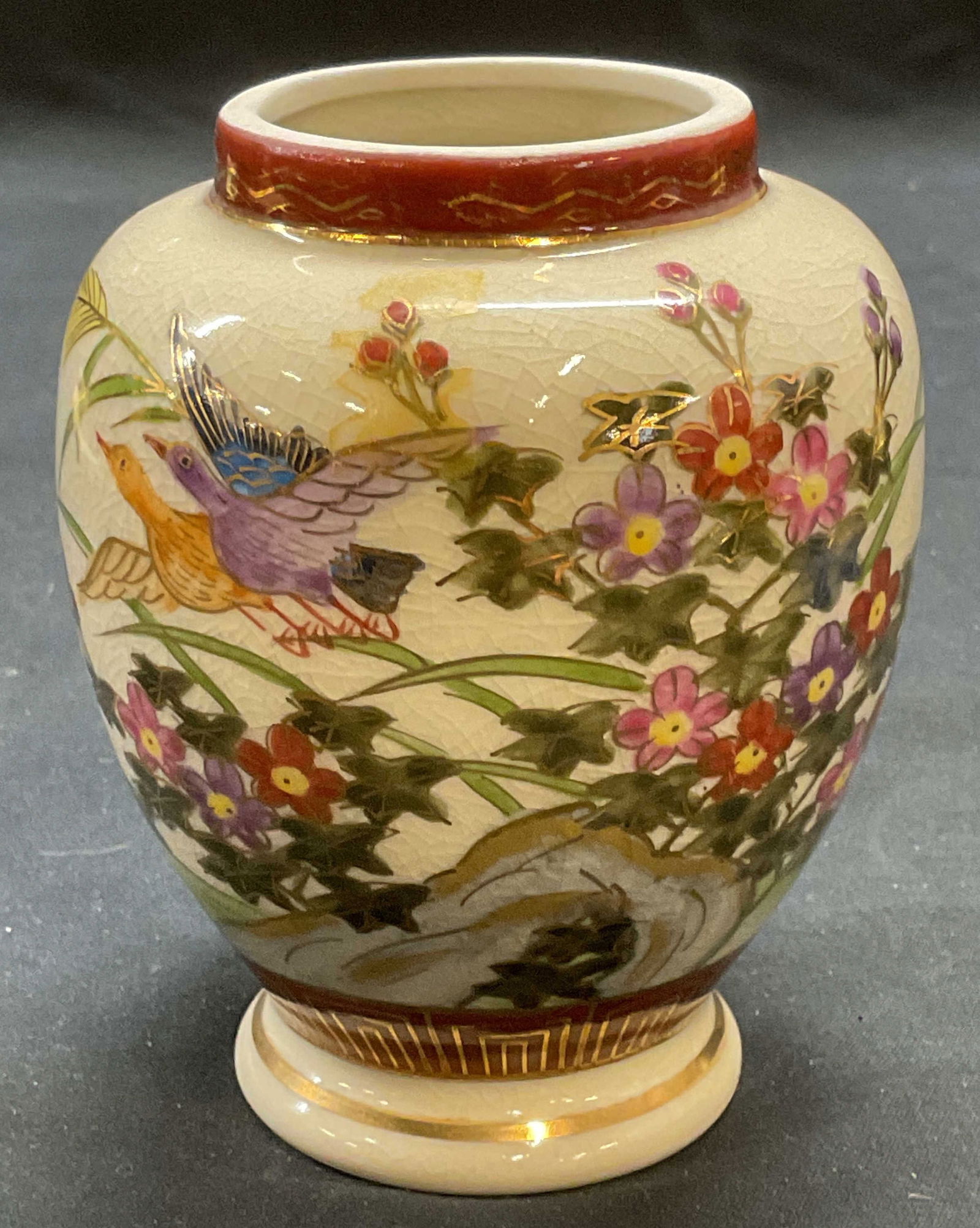 Signed Asian Porcelain Floral Bird Vase (1 of 6)