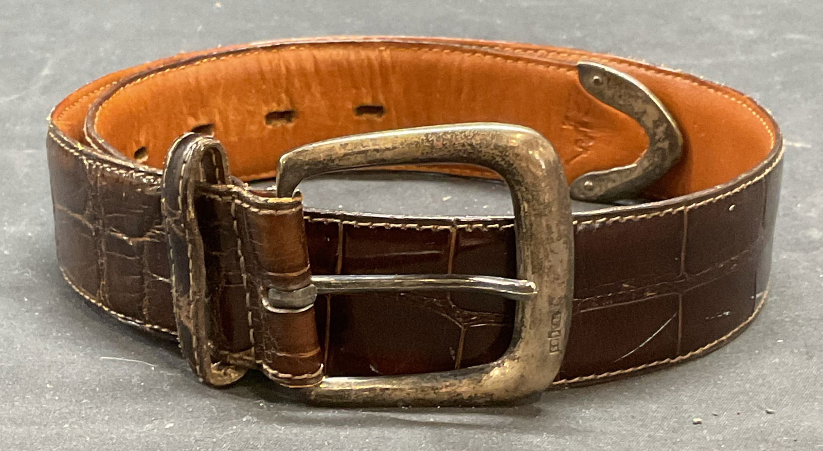 Ralph Lauren Brown Leather Belt, Silver Buckle (1 of 7)