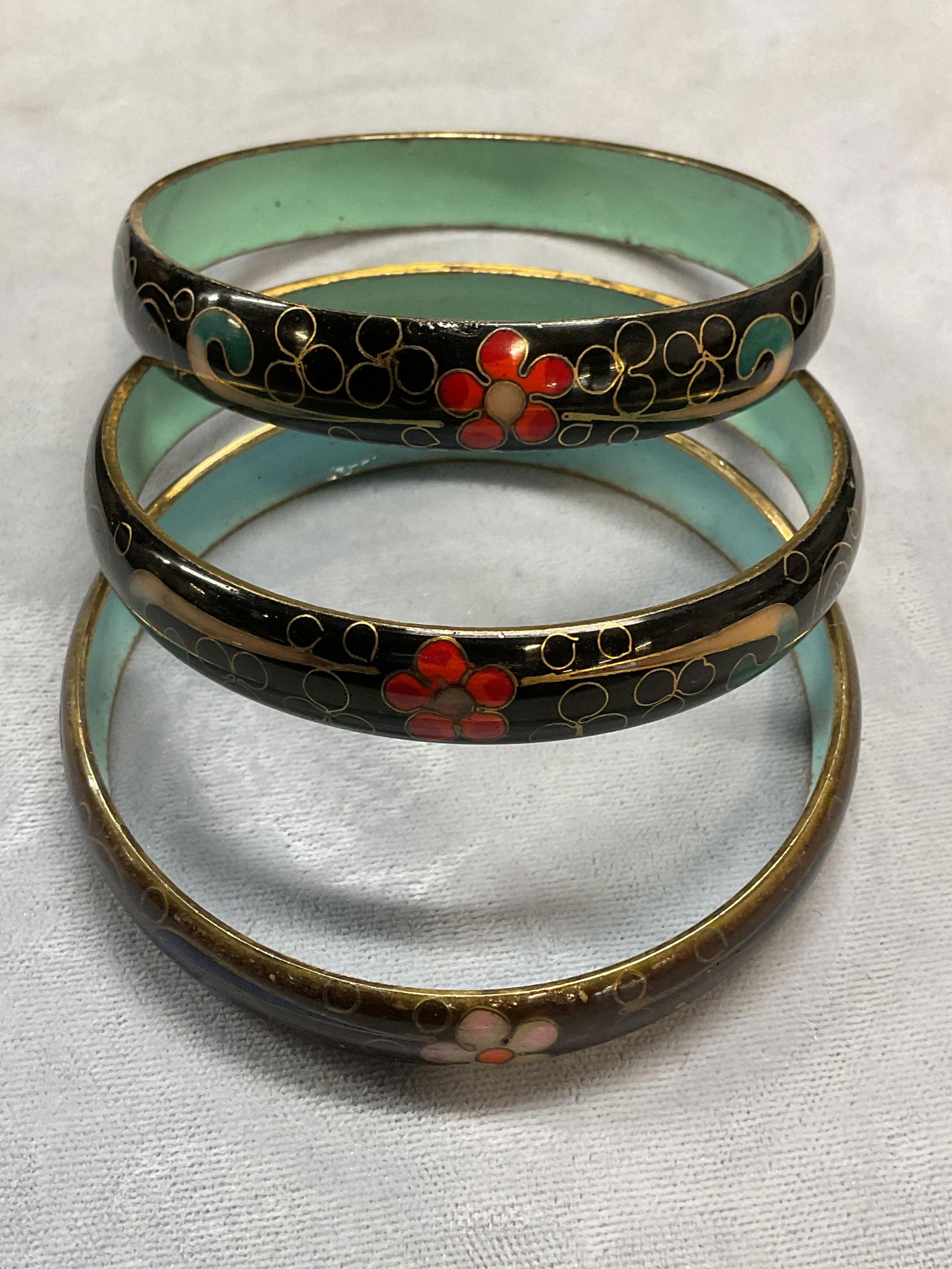 Set 3 Vintage Asian Closionne Bangle Bracelets (1 of 6)