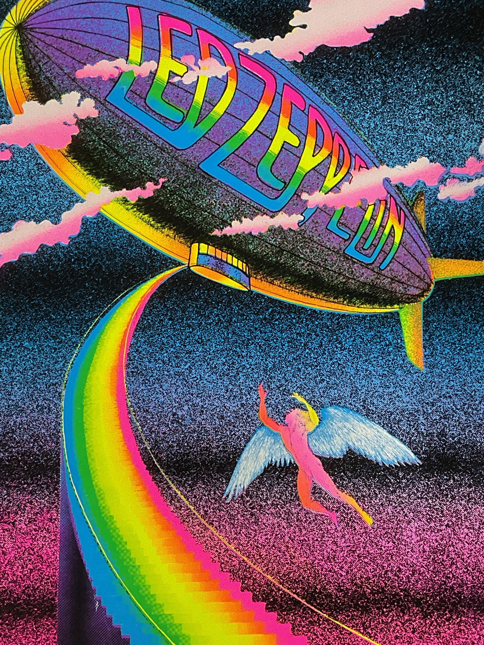 Vtg Led Zeppelin Flocked Black Light Poster (1 of 9)