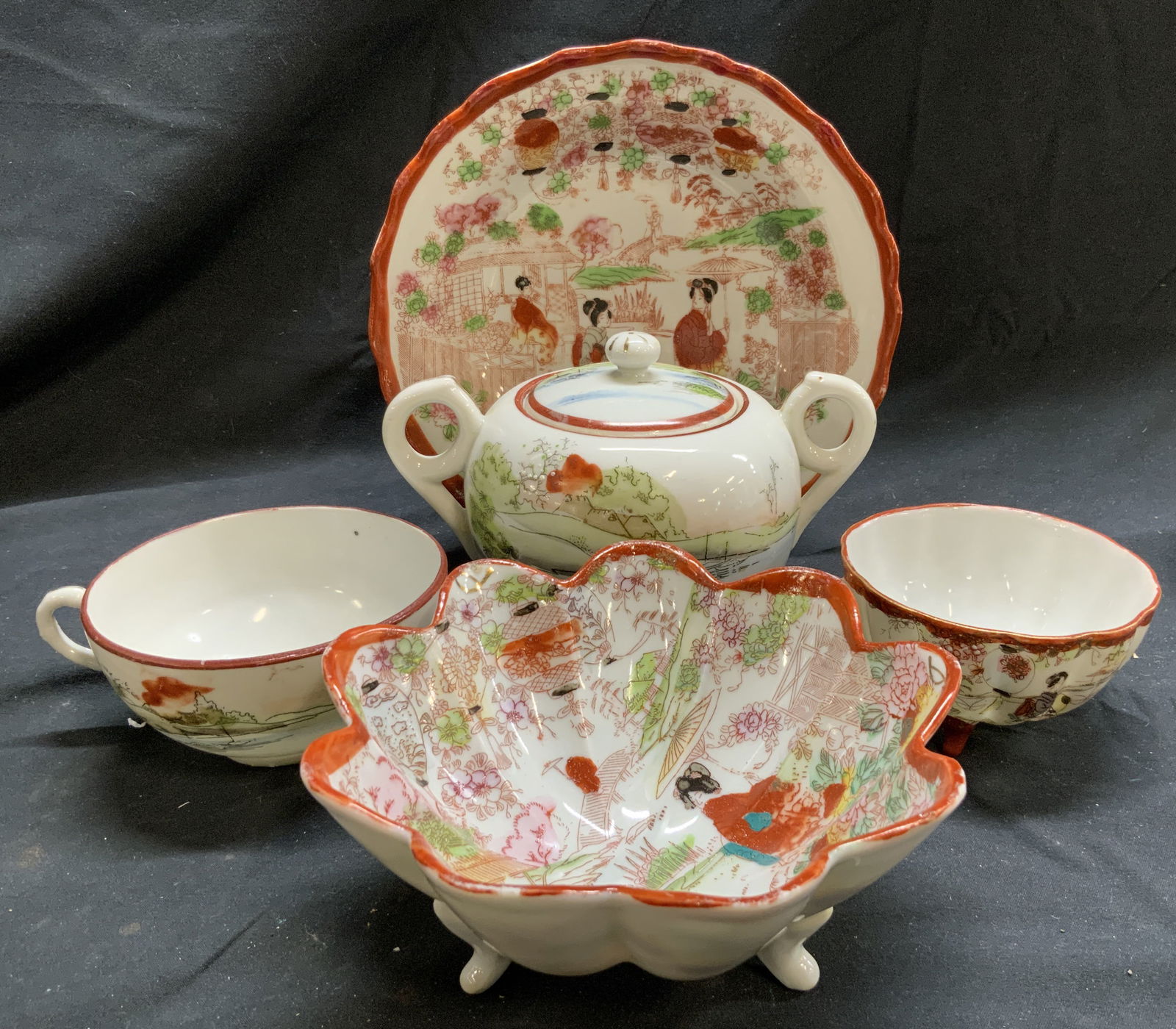 Lot 5 Hand Painted Asian Porcelain JAPAN (1 of 9)