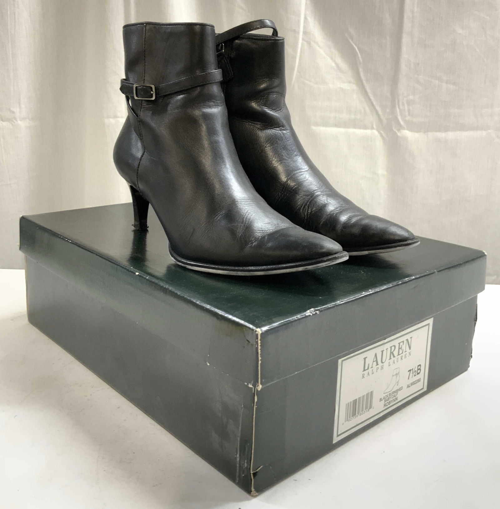 R LAUREN ROBYNN Blk Burnished Baby Calf Heel 7.5B (1 of 9)