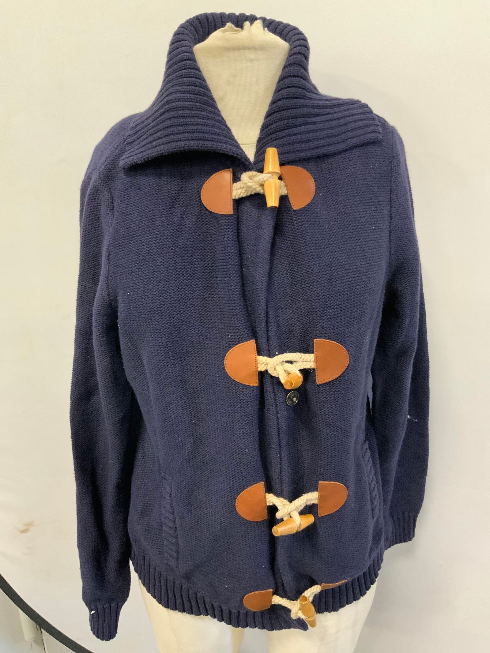RALPH LAUREN Woven Cotton Cardigan Navy L (1 of 8)