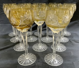 Set 14 Bohemian Glass Goblets
