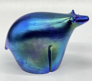 ORIENT & FLUME ART GLASS BEAR PAPERWEIGHT