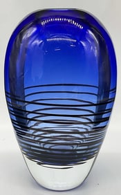 Blue Swirled Art Glass Vase