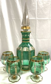 Set 5 Bohemian Glass Decanter & Goblet Set