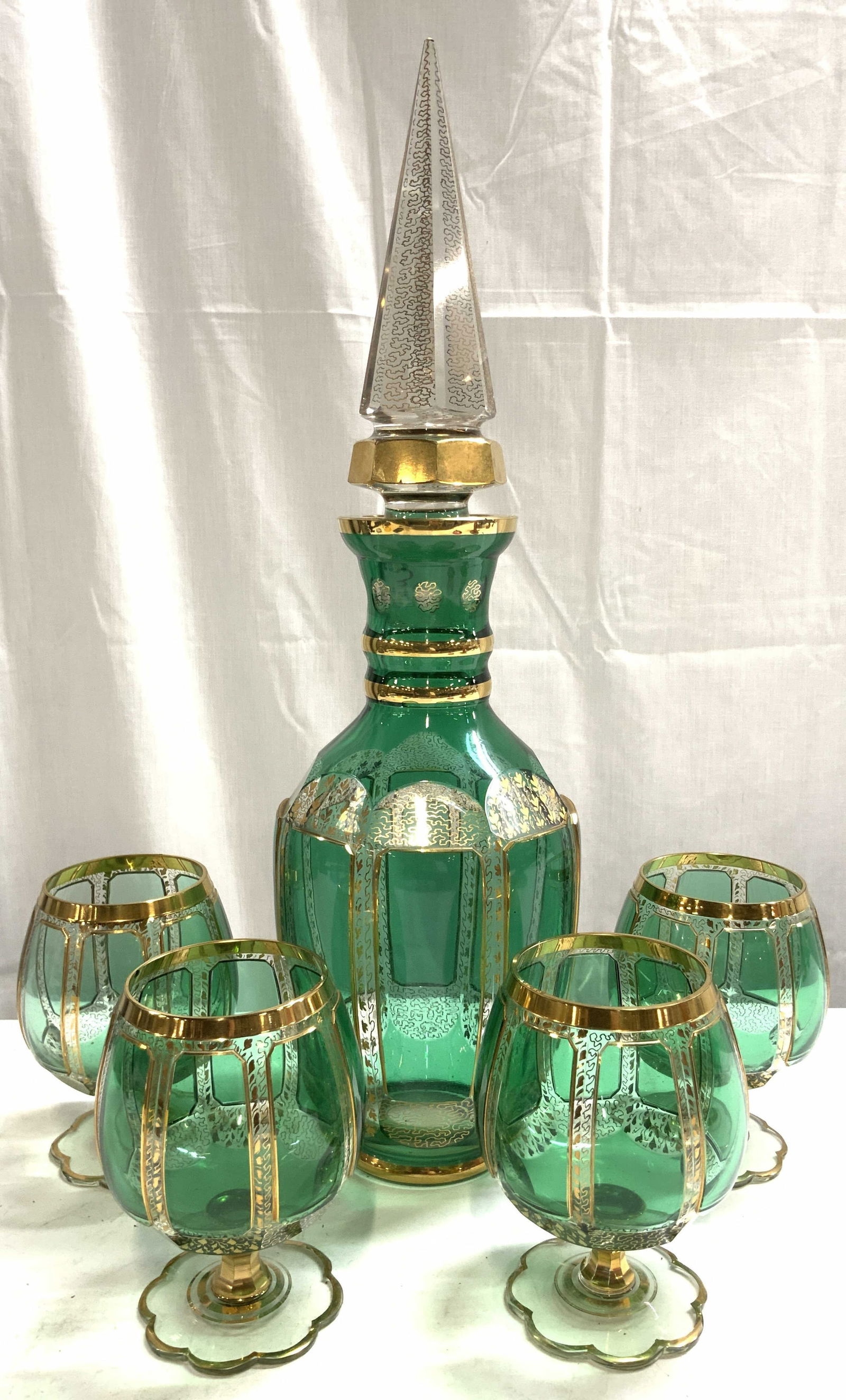 Set 5 Bohemian Glass Decanter & Goblet Set (1 of 9)
