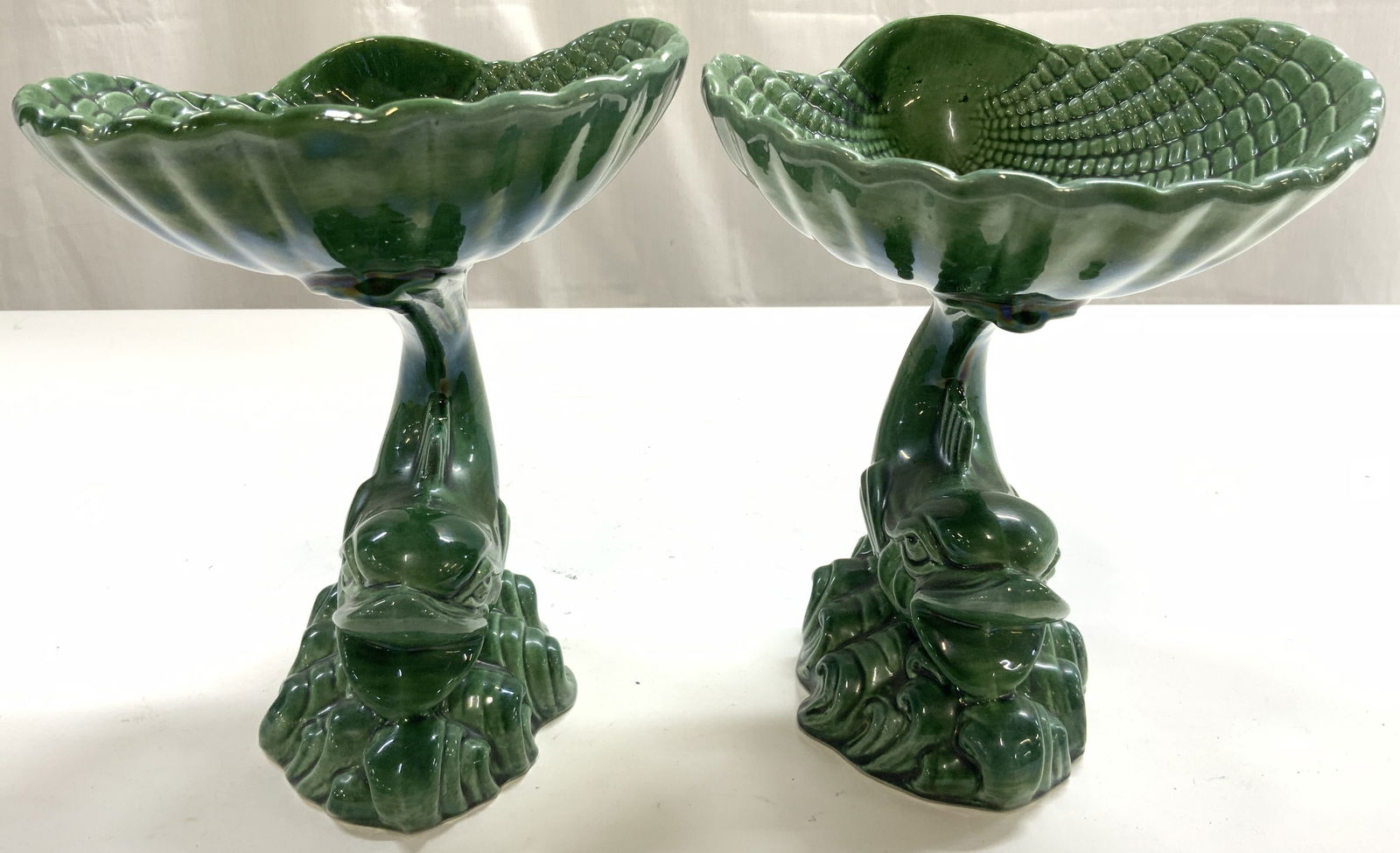 DARTMOUTH POTTERY Pr Vtg Fish Soap Dishes Green (1 of 8)