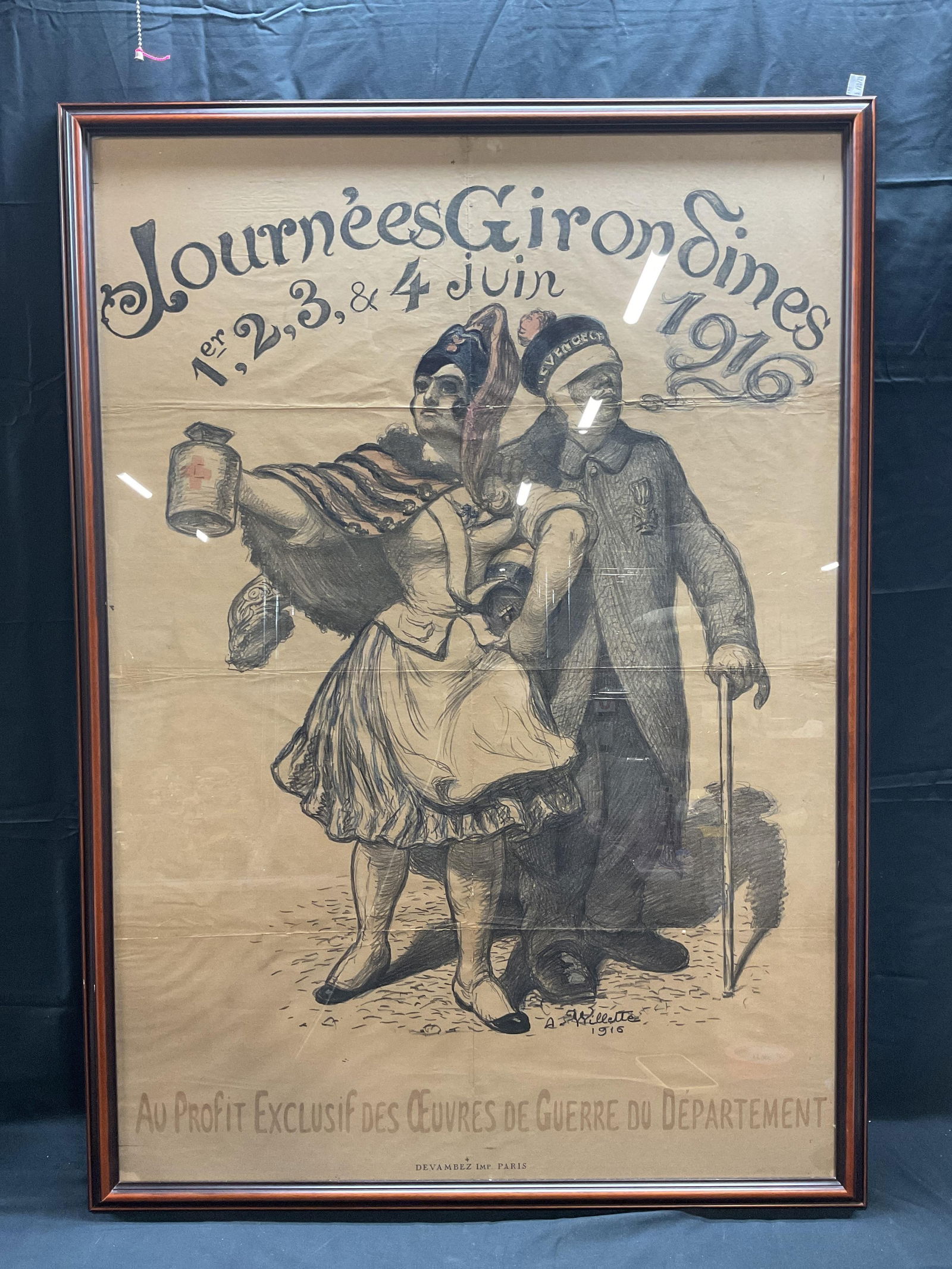 XL 1916 Girondines WWI Charity Poster, Willette (1 of 7)