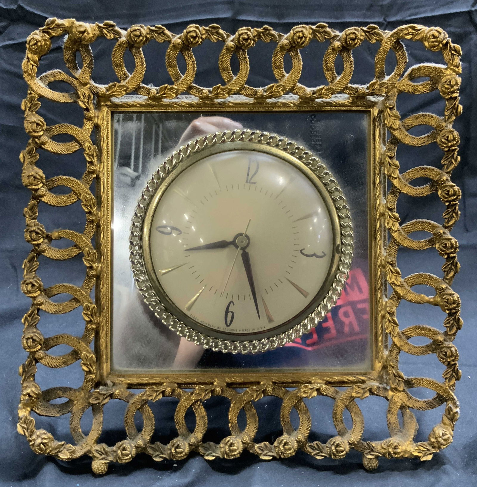 SESSIONS Vintage Gilt Ormolu Mantel Clock (1 of 8)