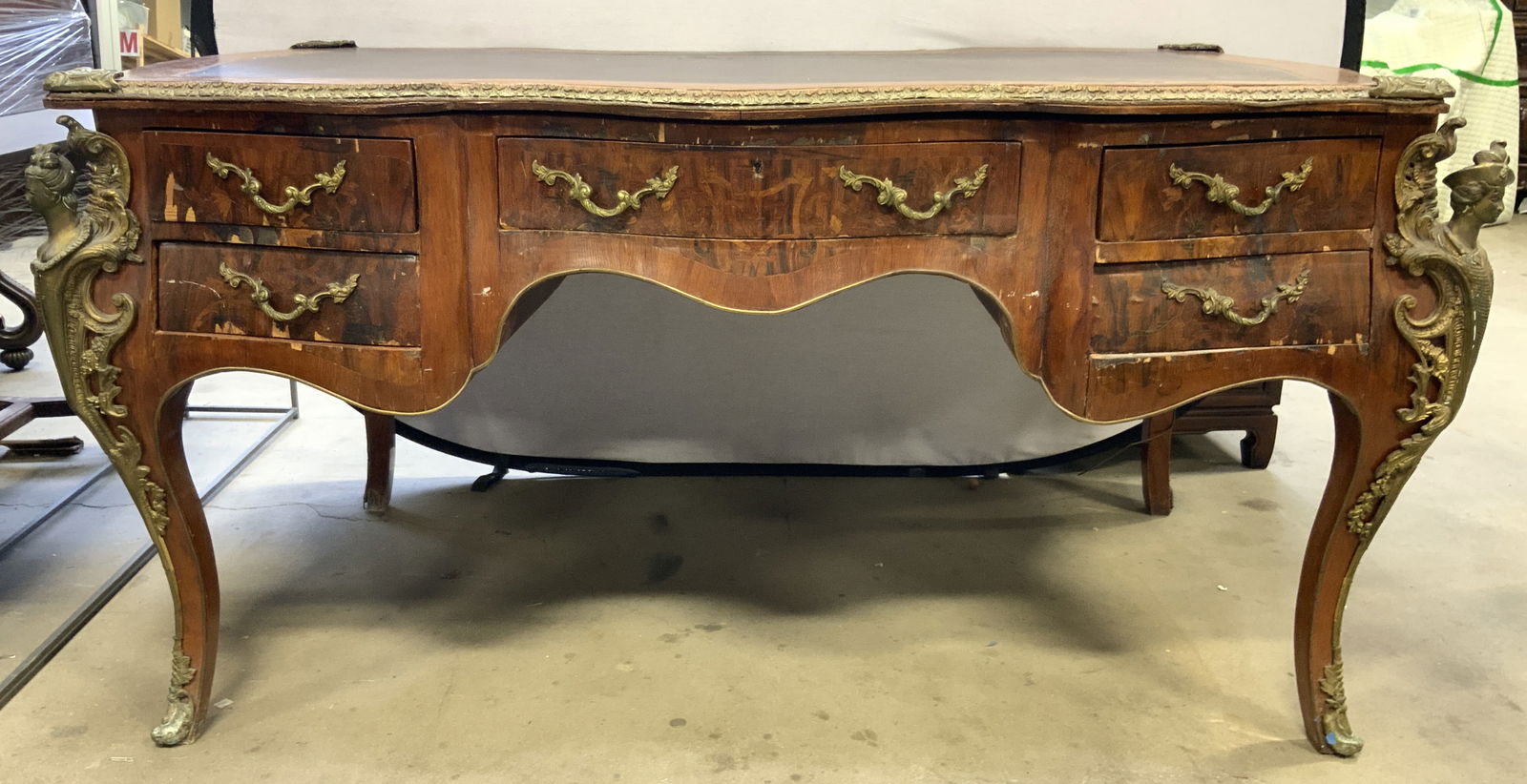 Atq French Louis XV Style Ornate Desk W Fig Mounts (1 of 16)