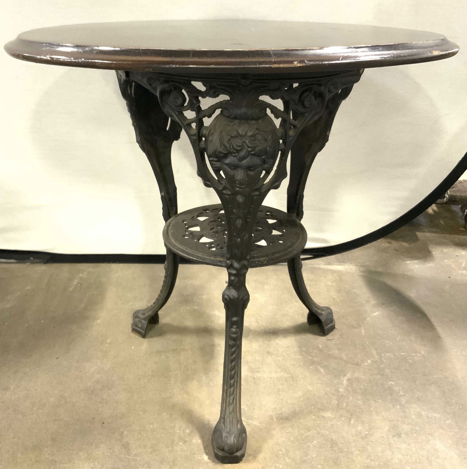 Vtg Victorian Iron Base Wood Top Accent Table (1 of 9)