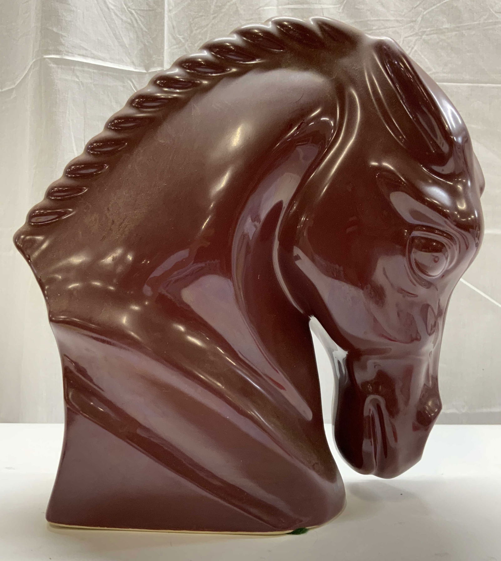 HAEGER Vtg Oxblood Ceramic Horse Head Sculpt 14in (1 of 8)