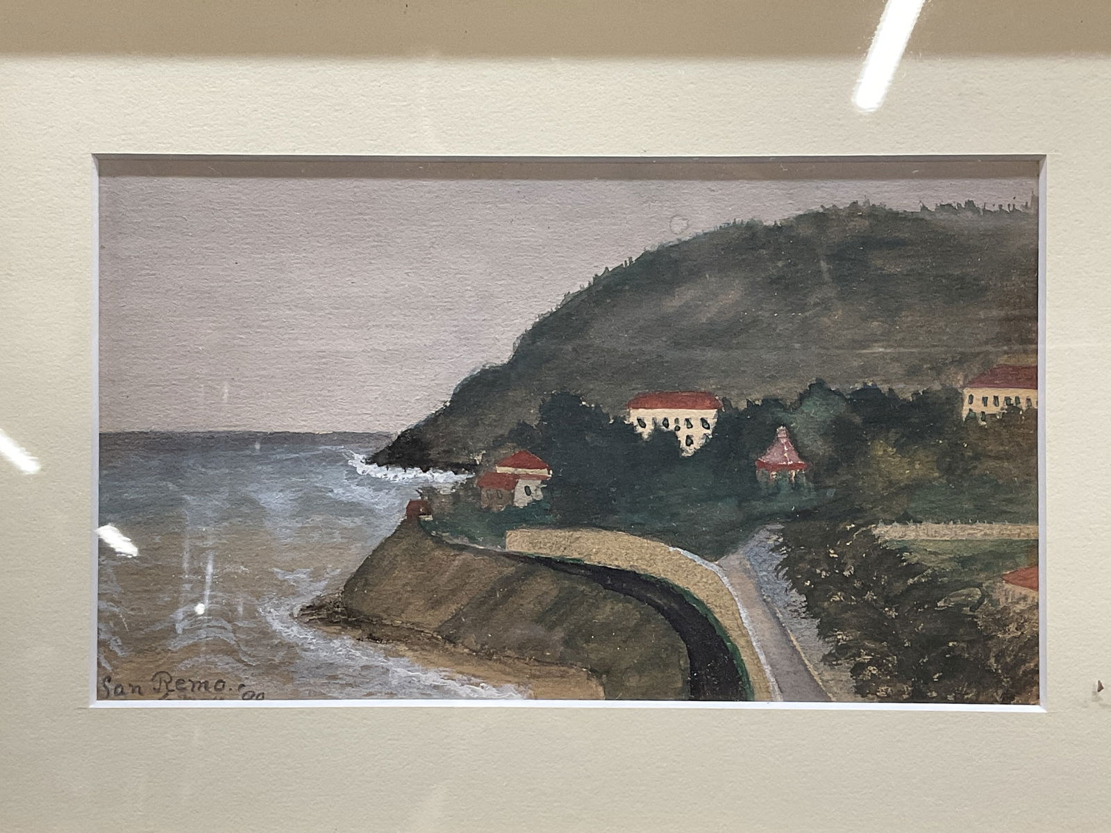 Signed Framed San Remo Coast Landscape Painting (1 of 7)