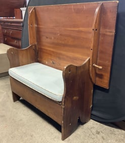 Antique Metamorphic Drop Top Table Bench W Cushion