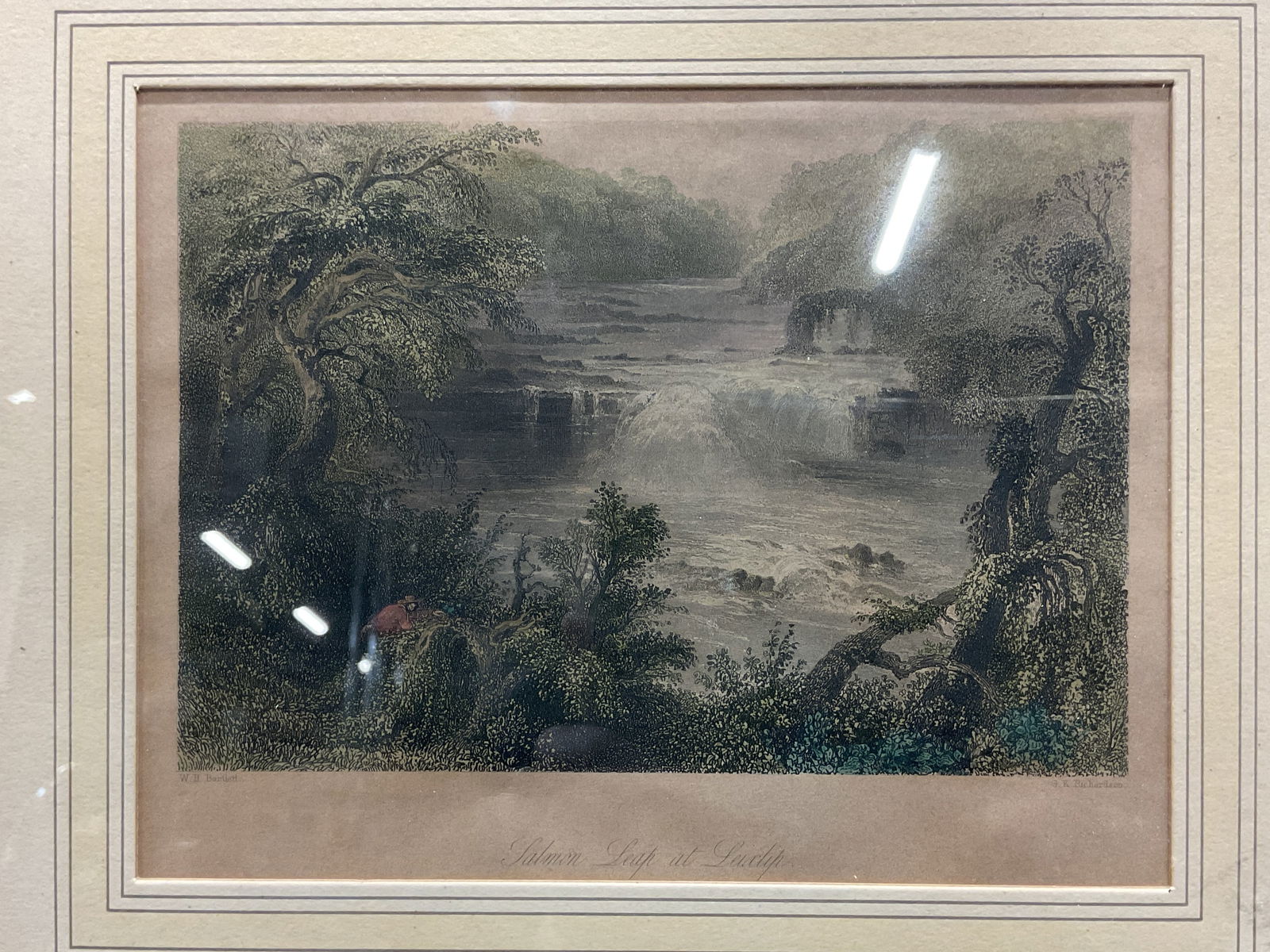 Antq Framed After Bartlett Salmon Leap Engraving (1 of 6)