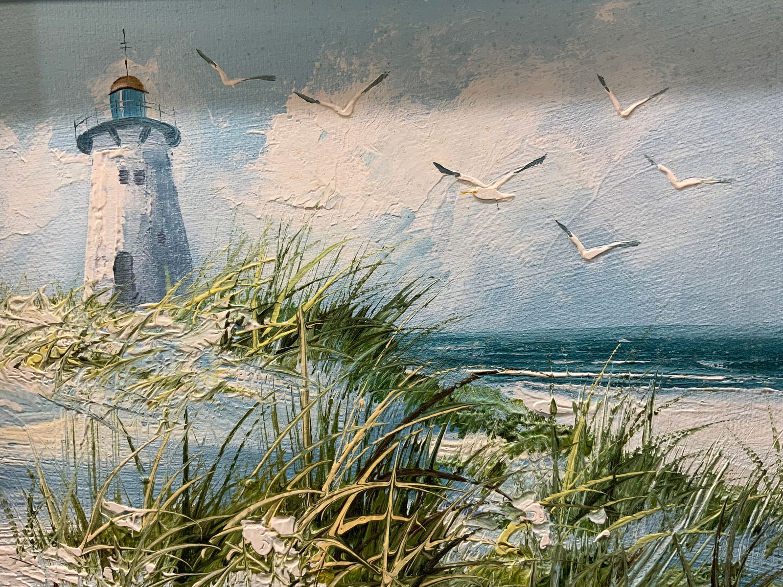Framed & Signed Gordon Lighthouse Oil Painting (1 of 8)